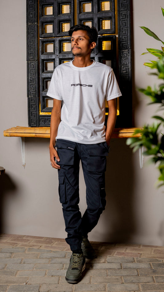 Premium Navy Blue 8-Pocket Cargo Pants | Unisex Urban Streetwear